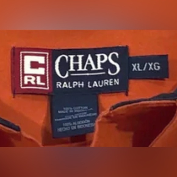 Chaps Ralph Lauren Button-Down Shirt XL Men’s Orange Dress Shirt Cotton - Picture 5 of 7